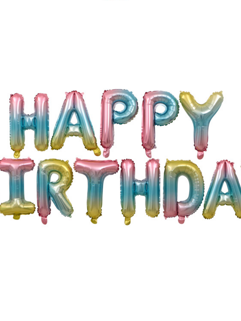 Надпись буквы фольгированные Happy Birthday ассорти цветов