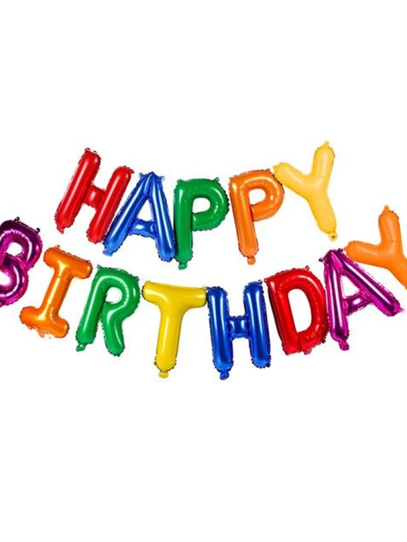 Надпись буквы фольгированные Happy Birthday ассорти цветов