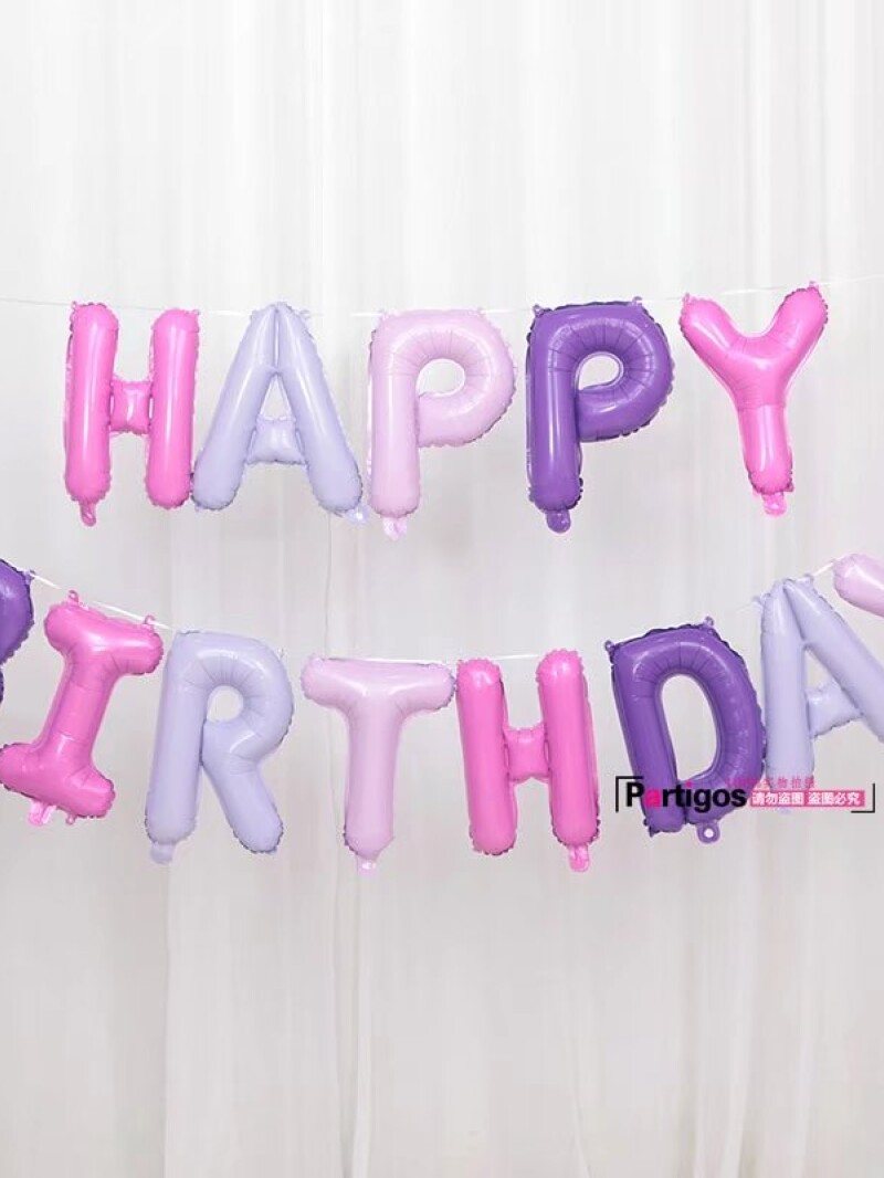 Надпись буквы фольгированные Happy Birthday ассорти цветов